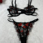 Sexy Lingerie Red Lips Bra Thong Set
