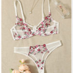 Embroidery See Through Floral Bra Set