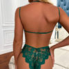 Green Embroidery Hot Erotic Bodysuit