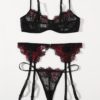 3 Pieces Sexy Lingerie Set with Garter Belts
